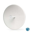 AF-5G34-S45 antena dish 5 GHz 34 dBi slant 45° para enlaces PtP, alta aislación, montaje universal y RF jumpers intemperie