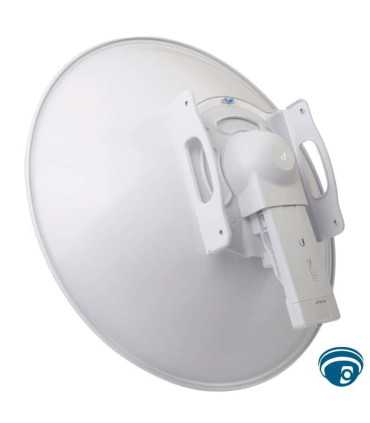 AF-5G34-S45 antena dish 5 GHz 34 dBi slant 45° para enlaces PtP, alta aislación, montaje universal y RF jumpers intemperie