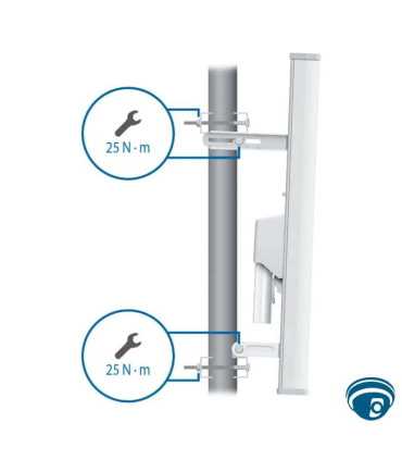AM-2G16-90 Antena sectorial 2.4 GHz 16–17 dBi 90° para enlaces PtMP 2x2 MIMO doble polaridad con soporte RocketM de para redes