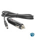 TXM243 Adaptador encendedor de carro a conector DC 5.5mm, cable resorte negro, LED verde/rojo, multi marcas