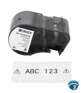 M4C-1000-595-WT Cinta de etiquetas de vinilo todo clima 1" negro-blanco con ribbon para impresoras portátiles serie M4-M5 , Brady, Guatemala