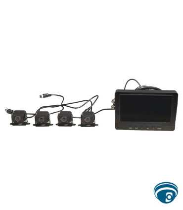 AE-VD2501A-A Kit Sistema de monitoreo 4 cámaras 1080P para vehículo, LCD 7", grabación TF hasta 512G modos multicanal