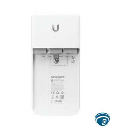 N-SW switch PoE passthrough para exterior, 4 puertos gigabit, alimentación PoE 24V por 2 pares, gabinete policarbonato blanco