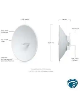 PBE-5AC-620 CPE inalámbrico 5 GHz para enlace punto a punto con plato 620 mm 29 dBi, 450+ Mbps y alimentación PoE pasivo