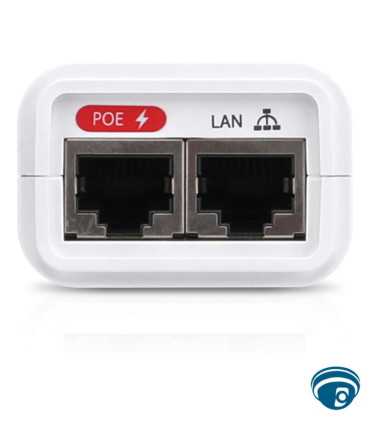 POE-24-7W-G-WH adaptador PoE 24V DC 0.3A 7W con puerto gigabit, botón reset y protección eléctrica para exterior/interior