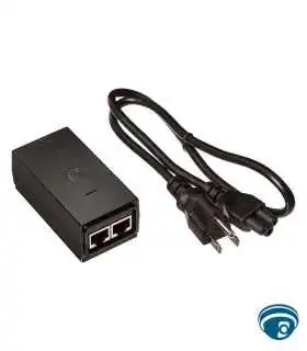 POE-50-60W adaptador PoE++ 60W 50VDC 1.2A con RJ45 blindado, conector IEC C6 y eficiencia 85+% para exterior/interior