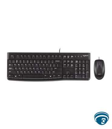 MK120 Kit teclado y mouse alámbrico USB en español, teclado numérico, resistente a derrames 60 ml, mouse ambidiestro