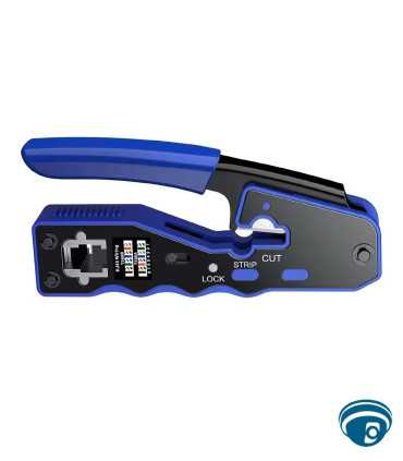 GJB-288-T1 Herramienta Crimpadora RJ45 pass-through 8P8C con cortador y pelador para Cat6A/Cat6/Cat5e/Cat5, 26-23 AWG