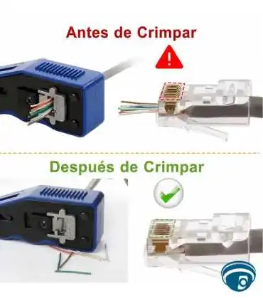 GJB-288-T1 Herramienta Crimpadora RJ45 pass-through 8P8C con cortador y pelador para Cat6A/Cat6/Cat5e/Cat5, 26-23 AWG