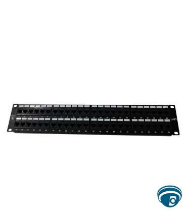 UP6-F2-48K-RS Panel de Parcheo UltraMAX Cat 6 UTP, 48 Puertos Planos 2U con Jacks y Administrador de Cables