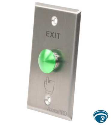 APBRVC Botón de salida tipo hongo verde para control de acceso, uso rudo, contacto NO/COM, acero inoxidable, 500,000 ciclos