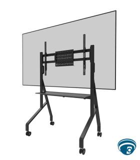 FL50-525BL1 Soporte móvil para pantalla táctil de 55" a 86", soporta hasta 167.55lb, ruedas bloqueables, bandeja multimedia