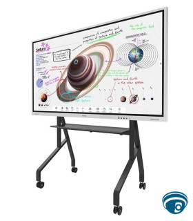 FL50-525BL1 Soporte móvil para pantalla táctil de 55" a 86", soporta hasta 167.55lb, ruedas bloqueables, bandeja multimedia