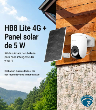 CS-HB8c/SP-R100 Cámara 4G y Wi-Fi 2K+ exterior, con batería, movimiento PT, detección IA, visión nocturna y panel solar de 5W