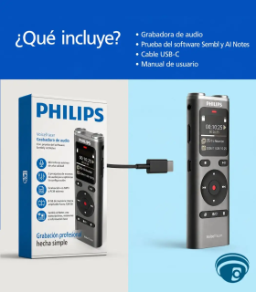 DVT2075 Grabadora de voz digital VoiceTracer, 8GB, micrófonos estéreo, MP3, PCM WAV, pantalla color, batería recargable 35 horas
