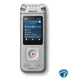 DVT4115 Grabadora de voz digital VoiceTracer, 8GB, tres micrófonos, MP3, PCM WAV, pantalla color y USB-C, batería recargable