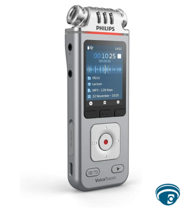 DVT4115 Grabadora de voz digital VoiceTracer, 8GB, tres micrófonos, MP3, PCM WAV, pantalla color y USB-C, batería recargable