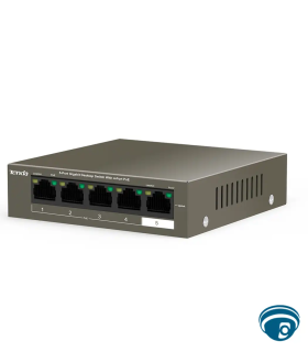 TEG1105P-4-63W Switch PoE Gigabit 5 puertos, 4 puertos PoE+ 30W 802.3af/at, 58W y modo VLAN, capacidad de 10 Gbps
