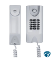 TDMI 300 Blanco Teléfono intercomunicador para condominios con teclado, RJ11, tecla de apertura de puerta, montaje en caja 4x2