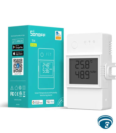 THR320D interruptor inteligente WiFi 20A para monitoreo de temperatura y humedad con pantalla LCD y contacto seco