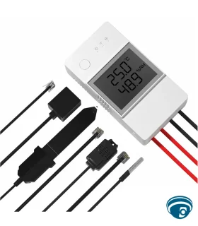 THR320D interruptor inteligente WiFi 20A para monitoreo de temperatura y humedad con pantalla LCD y contacto seco