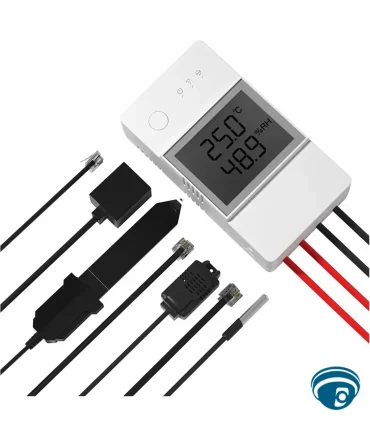 THR320D interruptor inteligente WiFi 20A para monitoreo de temperatura y humedad con pantalla LCD y contacto seco