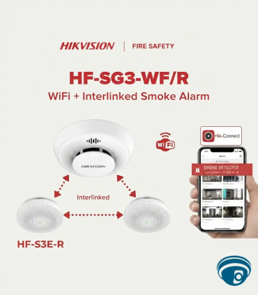 HF-SG3-WF/R Detector de humo autónomo Interlink, Wi-Fi, alarma 85dB, batería litio, sensor de luz, interconexión de 30 equipos