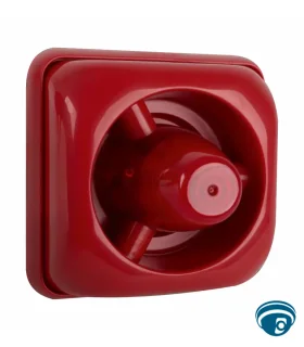 SAV 420C Sirena audiovisual para alarma de incendio,12 a 28Vdc, 90 dB/m, 6 LEDs rojos, protección IP20 y montaje a 2 cables