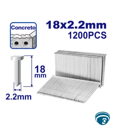ENAL12018 Clavos tipo T para concreto de 18 mm ST18 calibre 14 para fijación de canaletas plásticas, 1,200 unidades