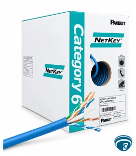 NUC6C04BU-FE Cable de red UTP Cat 6, 24 AWG, 4 pares, 305 m, azul, cobre sólido, Panduit NetKey, CM para redes