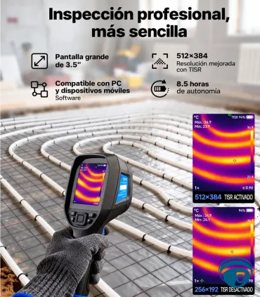 TC004 cámara térmica portátil para inspección eléctrica, mecánica, TISR hasta 512 × 384, Wi-Fi, Memoria 64GB, puntero láser
