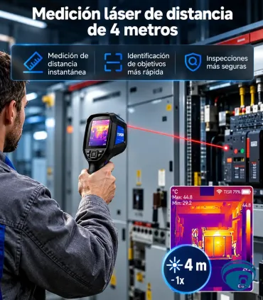 TC005 cámara térmica para mantenimiento eléctrico y detección de fugas, TISR, cámara 2MP, pantalla de 3.5", memoria 64GB, Wi-Fi