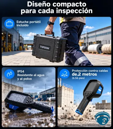 TC005 cámara térmica para mantenimiento eléctrico y detección de fugas, TISR, cámara 2MP, pantalla de 3.5", memoria 64GB, Wi-Fi