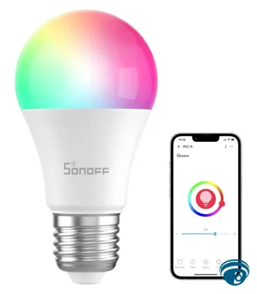 B05-BL-A19 bombilla LED inteligenteWi-Fi, Bluetooth y temperatu RGBCW E26 con brillo regulable y luz RGB para hogares conectados