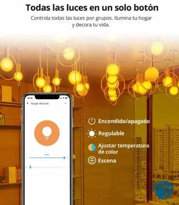 B05-BL-A19 bombilla LED inteligenteWi-Fi, Bluetooth y temperatu RGBCW E26 con brillo regulable y luz RGB para hogares conectados