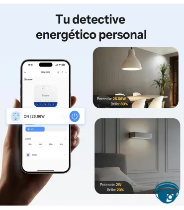 MINI-DIM interruptor dimmer inteligente para iluminación regulable, con Matter, calibración y monitoreo de potencia Wi-Fi
