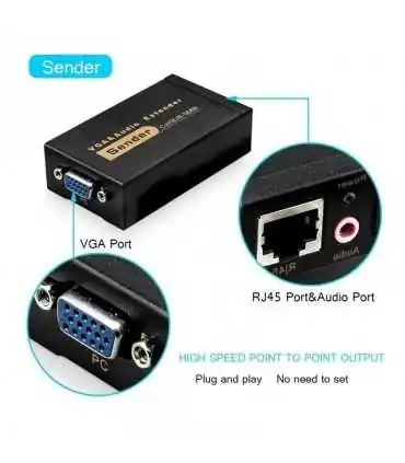 Extensor de video VGA 100mts MACTIS 300ft VGA Cat5e o Cat6 YCQ-VGA